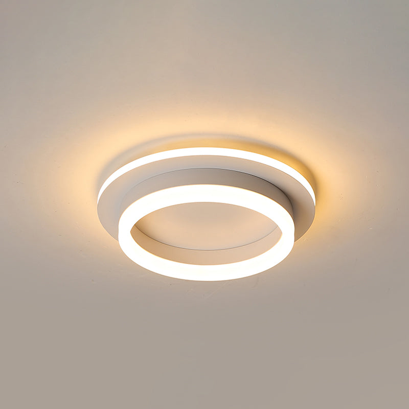 Minimalistic Flush Ceiling Light - Round/Square Acrylic Led Flushmount Lighting In Black/White For