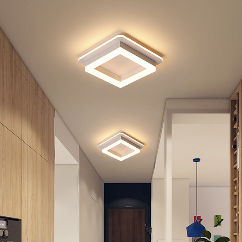 Minimalistic Flush Ceiling Light - Round/Square Acrylic LED Flushmount Lighting in Black/White for Bedroom