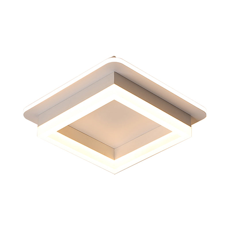Minimalistic Flush Ceiling Light - Round/Square Acrylic LED Flushmount Lighting in Black/White for Bedroom