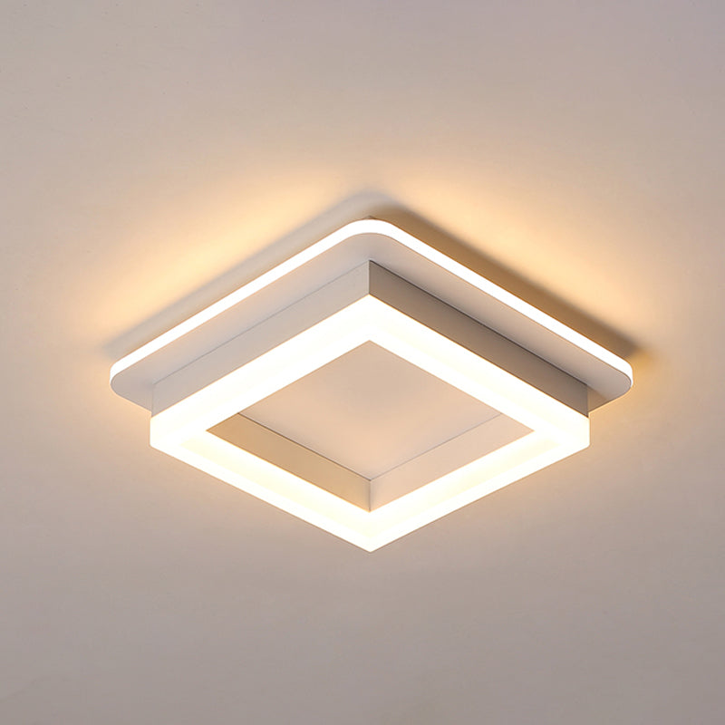Minimalistic Flush Ceiling Light - Round/Square Acrylic Led Flushmount Lighting In Black/White For