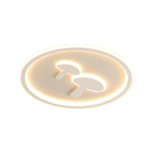 Circular Mushroom Baby Room Led Ceiling Lamp - 16/19.5 Dia White/Pink/Gold Options