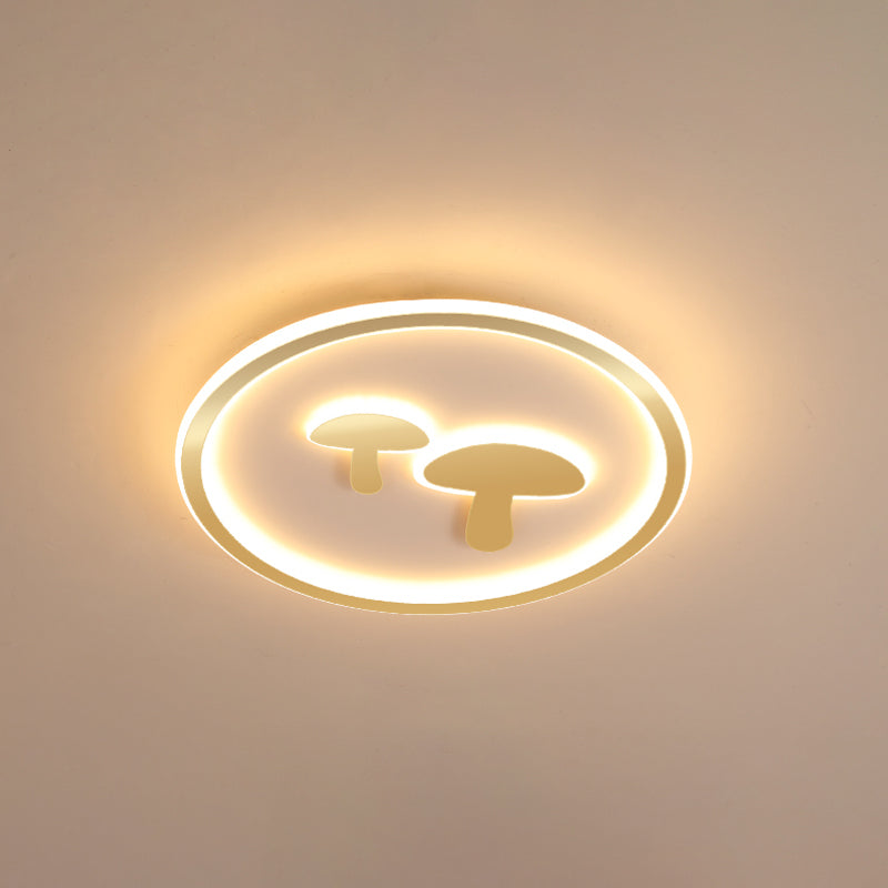Circular Mushroom Baby Room LED Ceiling Lamp - 16"/19.5" Dia - White/Pink/Gold Options