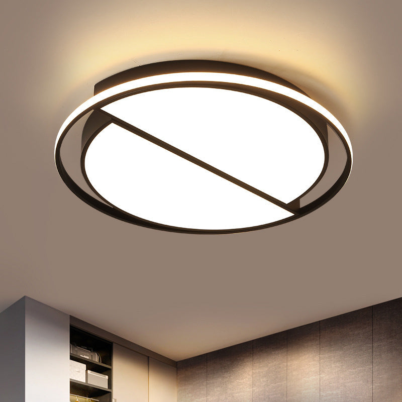 Modern Black Flush Mount Led Bedroom Ceiling Light With Acrylic Shade - Semicircle/Loving Heart/Star