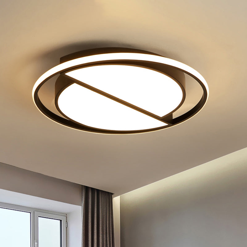 Modern Black Flush Mount LED Bedroom Ceiling Light with Acrylic Shade - Semicircle/Loving Heart/Star Design, Warm/White Light