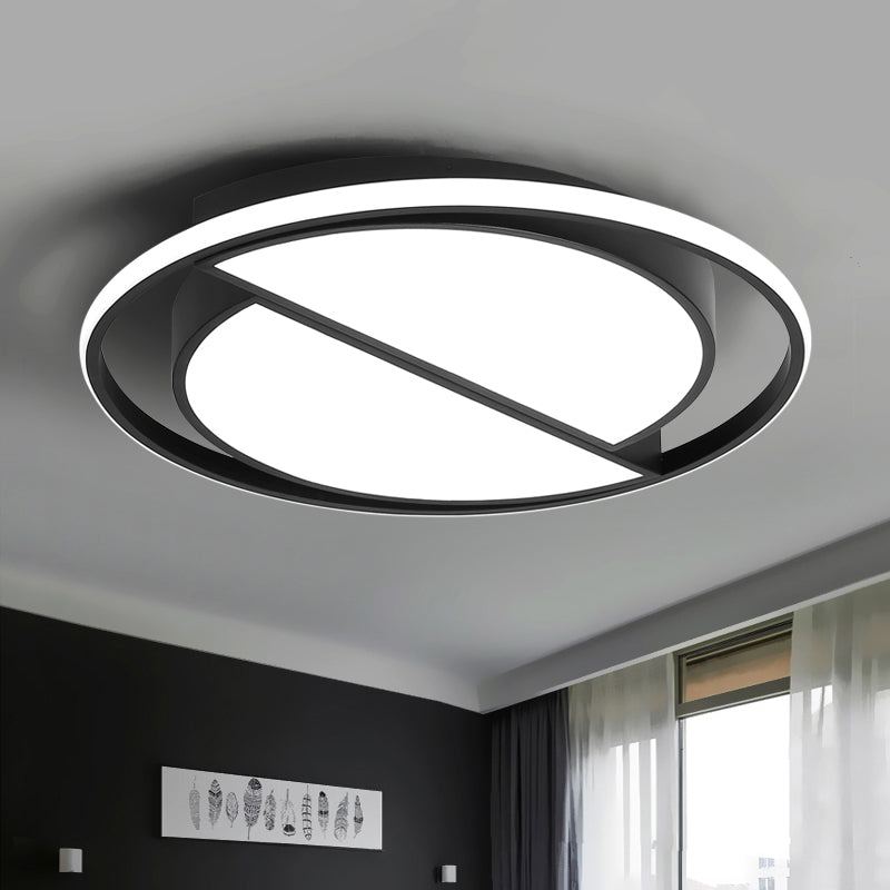 Modern Black Flush Mount LED Bedroom Ceiling Light with Acrylic Shade - Semicircle/Loving Heart/Star Design, Warm/White Light
