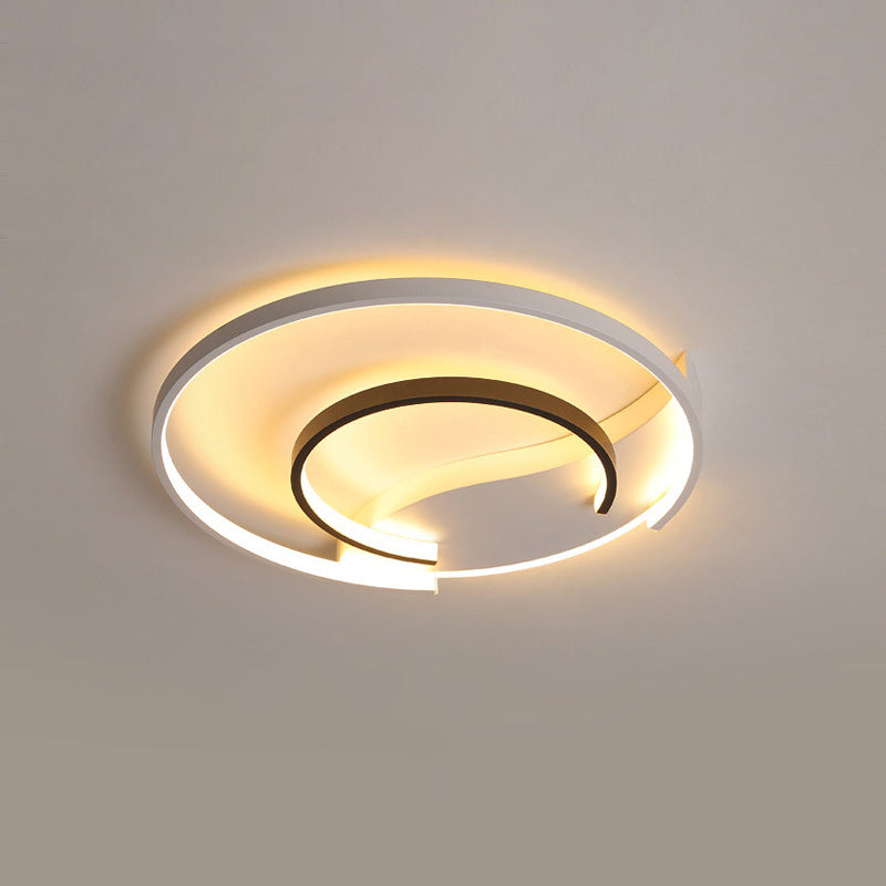 Acrylic Hoop Ceiling Lamp with LED Flush Mount - 16"/19.5" Simplicity Black-White Design in Warm, White, or 3 Color Light Options