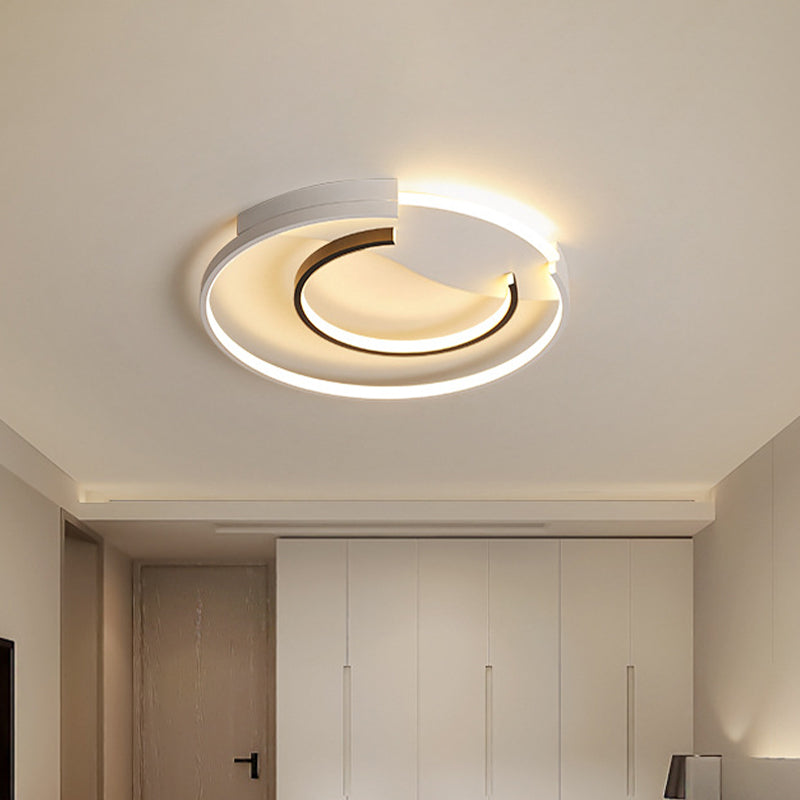 Acrylic Hoop Ceiling Lamp With Led Flush Mount - 16/19.5 Simplicity Black-White Design In Warm White