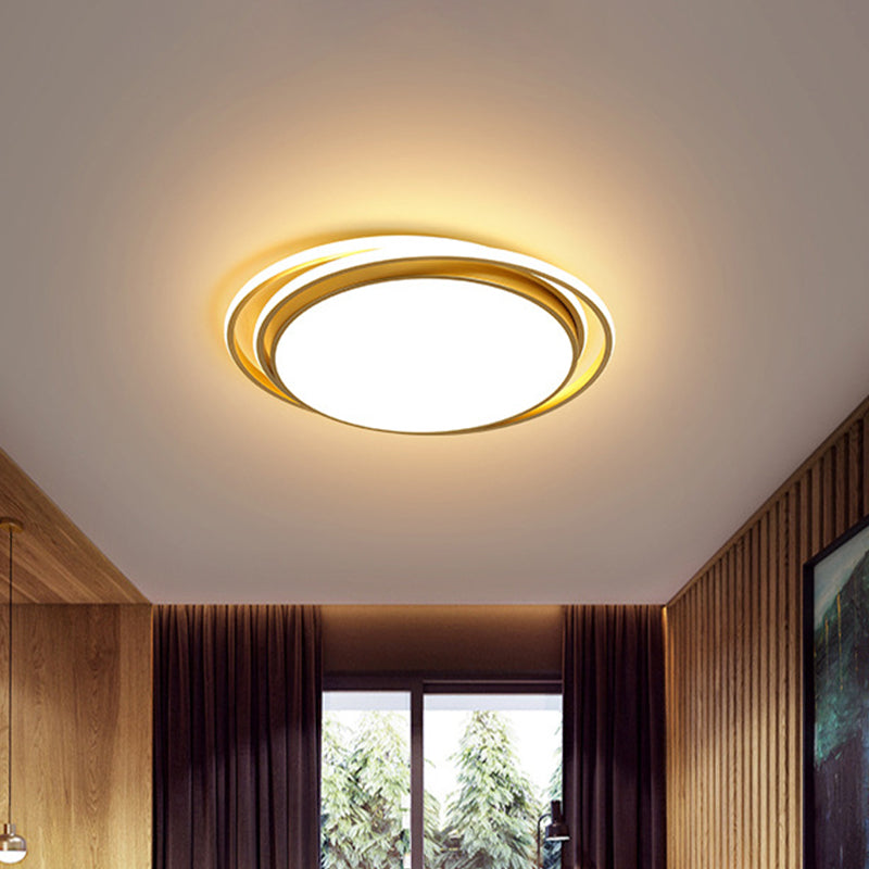 15"/19" Extra-Thin Round Flush Mounted LED Ceiling Lamp - Minimalistic Acrylic Design in Black/White/Gold