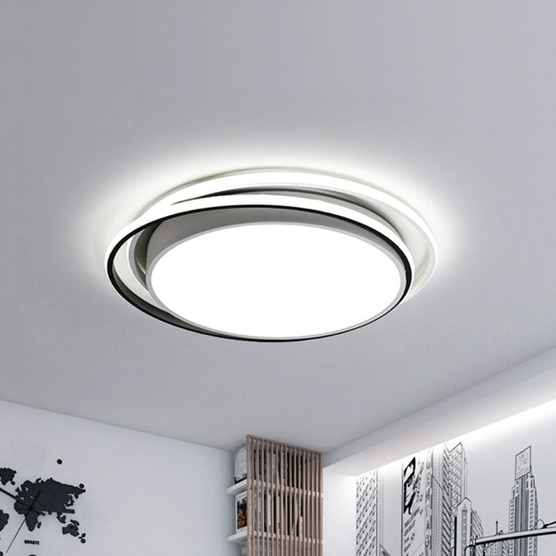 15"/19" Extra-Thin Round Flush Mounted LED Ceiling Lamp - Minimalistic Acrylic Design in Black/White/Gold