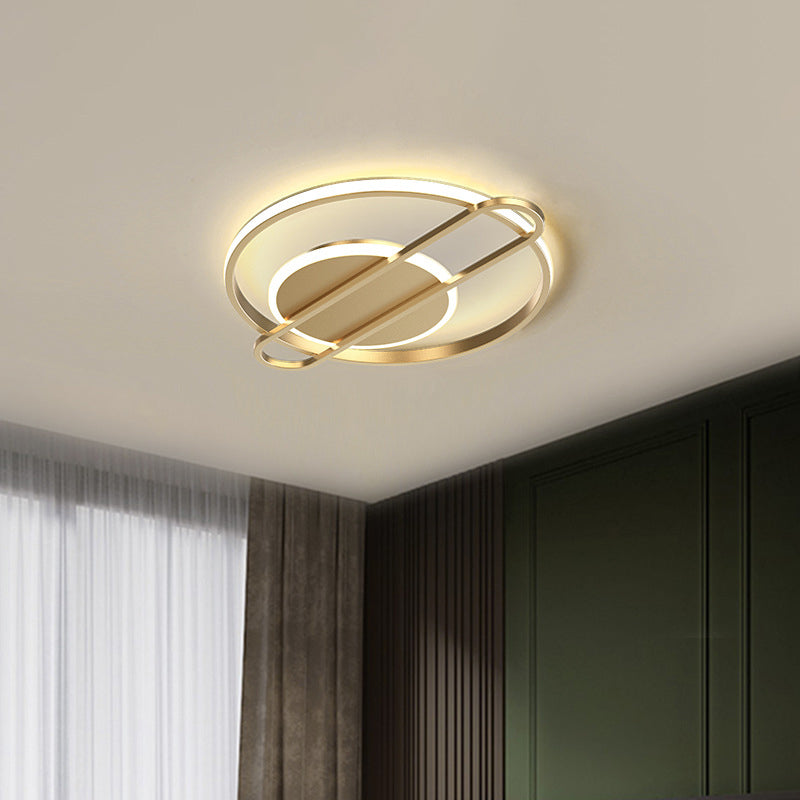 Plafonnier LED minimaliste métallisé noir/doré - Forme circulaire/carrée avec lumière chaude/blanche