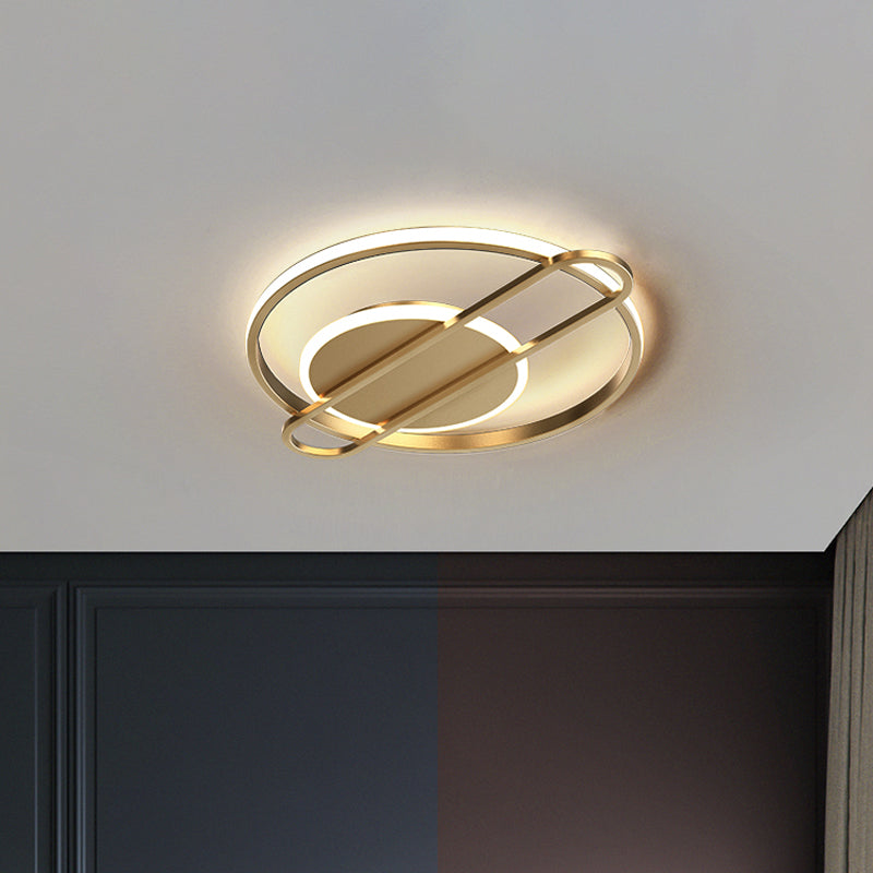 Plafonnier LED minimaliste métallisé noir/doré - Forme circulaire/carrée avec lumière chaude/blanche