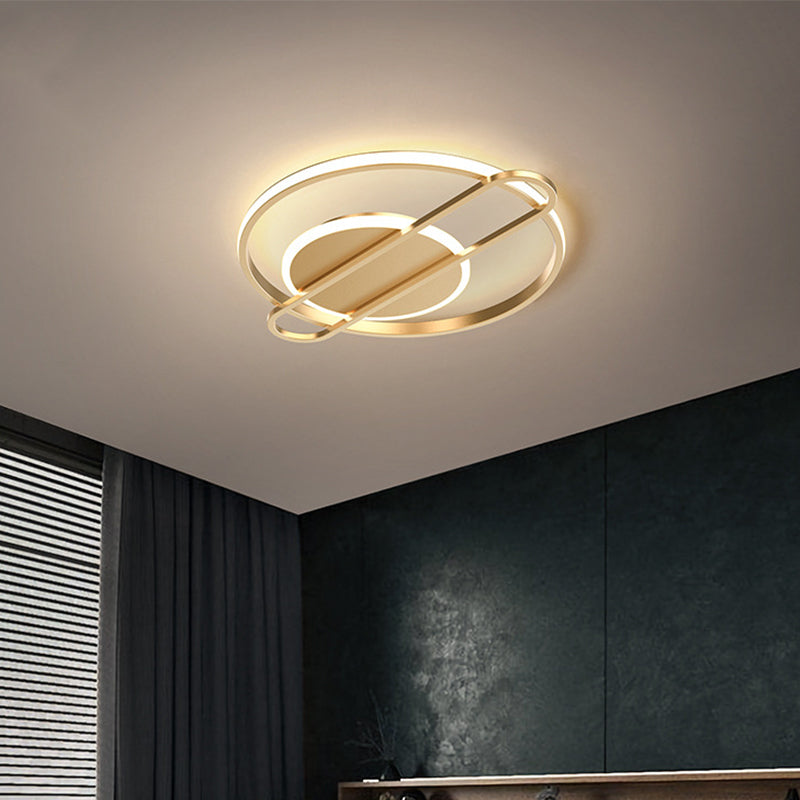 Plafonnier LED minimaliste métallisé noir/doré - Forme circulaire/carrée avec lumière chaude/blanche