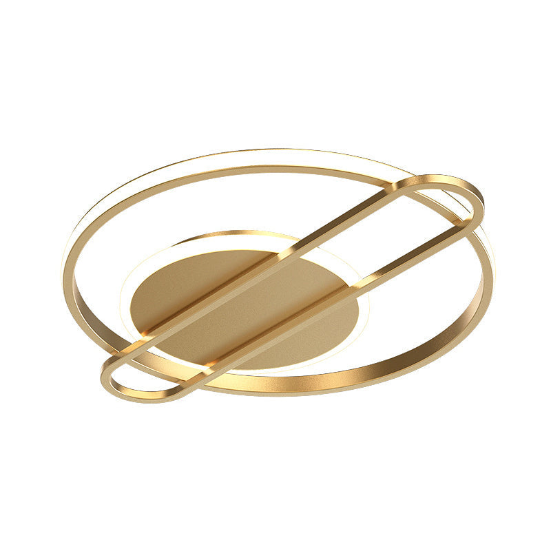Plafonnier LED minimaliste métallisé noir/doré - Forme circulaire/carrée avec lumière chaude/blanche