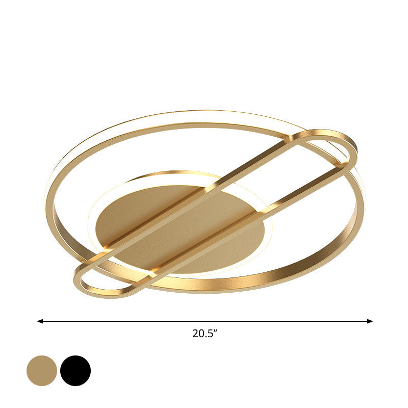 Plafonnier LED minimaliste métallisé noir/doré - Forme circulaire/carrée avec lumière chaude/blanche