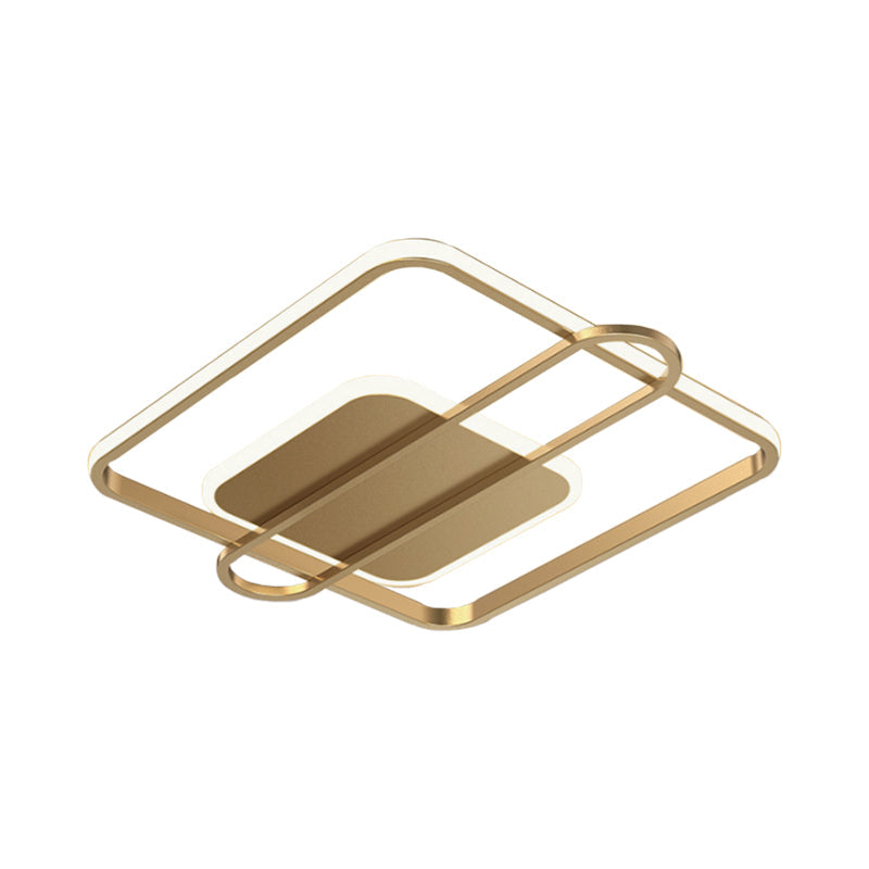 Plafonnier LED minimaliste métallisé noir/doré - Forme circulaire/carrée avec lumière chaude/blanche