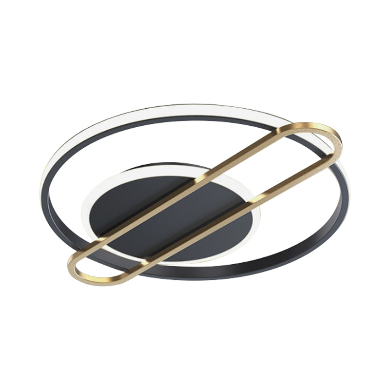 Plafonnier LED minimaliste métallisé noir/doré - Forme circulaire/carrée avec lumière chaude/blanche