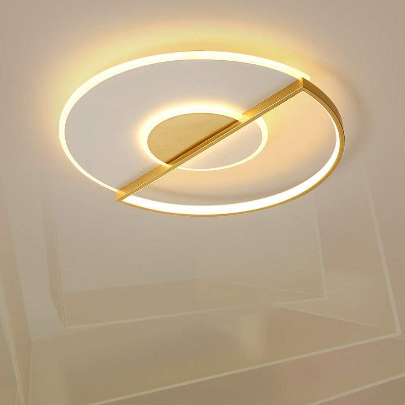 Sleek Circle LED Ceiling Lamp in Super-Thin Design, Minimalist Acrylic Gold Flush-Mount Light with Adjustable Warm/White/3 Color Lights, 16.5"/20.5" Width