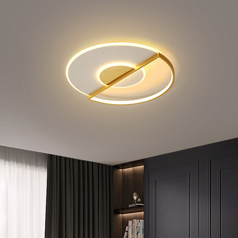 Sleek Circle LED Ceiling Lamp in Super-Thin Design, Minimalist Acrylic Gold Flush-Mount Light with Adjustable Warm/White/3 Color Lights, 16.5"/20.5" Width