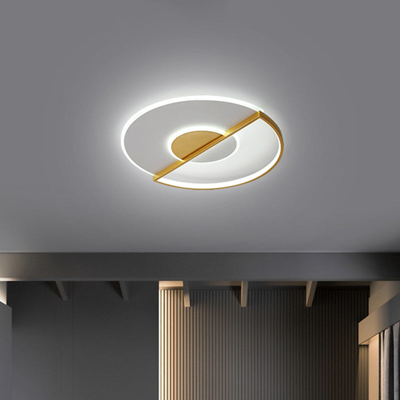 Sleek Circle LED Ceiling Lamp in Super-Thin Design, Minimalist Acrylic Gold Flush-Mount Light with Adjustable Warm/White/3 Color Lights, 16.5"/20.5" Width