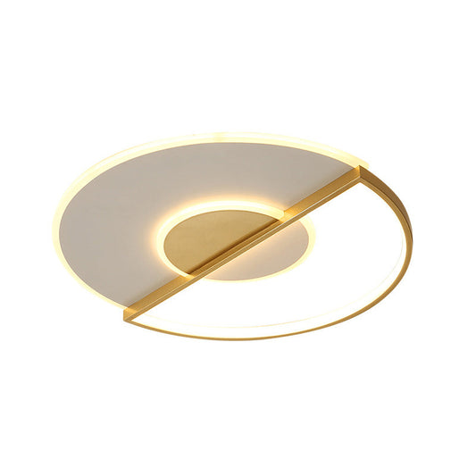 Sleek Circle Led Ceiling Lamp In Super-Thin Design Minimalist Acrylic Gold Flush-Mount Light With