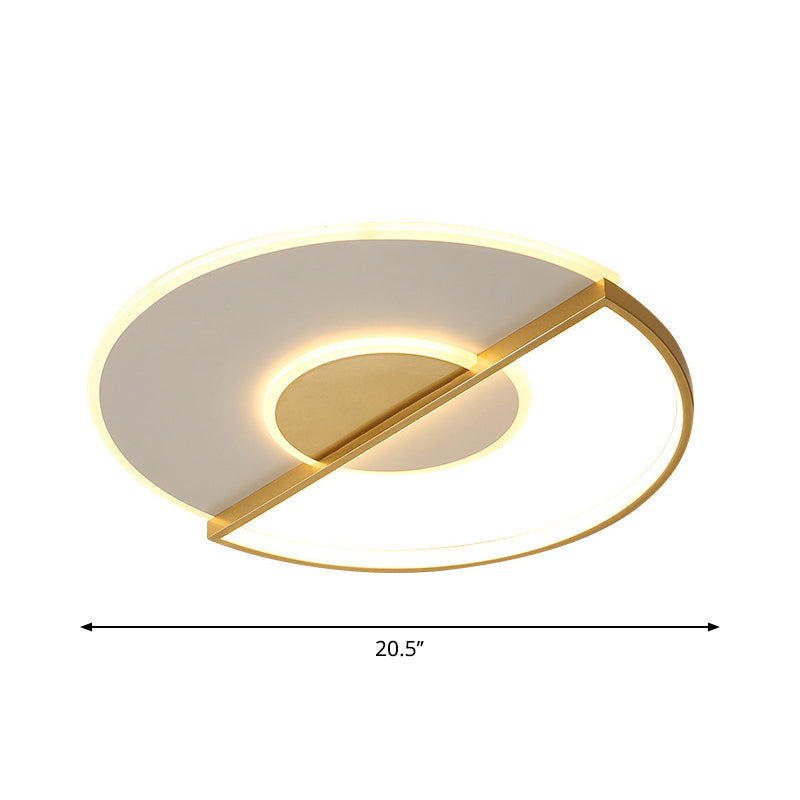 Sleek Circle LED Ceiling Lamp in Super-Thin Design, Minimalist Acrylic Gold Flush-Mount Light with Adjustable Warm/White/3 Color Lights, 16.5"/20.5" Width