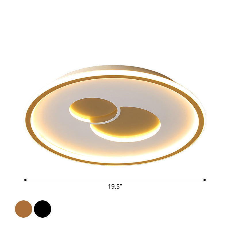 16"/19.5" Black/Gold LED Flushmount Ceiling Light with Simplicity Acrylic Design