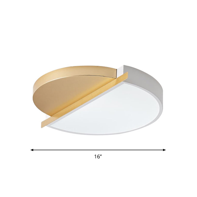 Modern Metal LED Flush Light: Sunrise Design, 16"/23.5" W Round LED Bedroom Ceiling Mount Lamp in White/3 Color Light