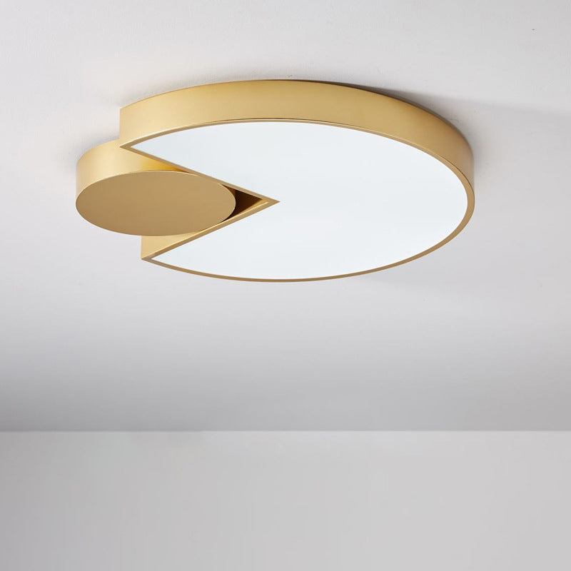 Modern Geometric LED Ceiling Light in Gold with 3 Color Light Options – Minimalistic Flush-Mounted Metal Lighting for Living Room