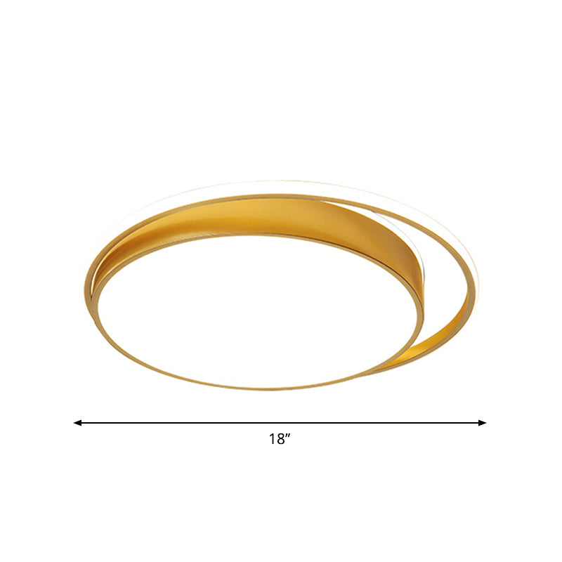 Minimalistic Gold LED Ceiling Fixture with Flush Mount, Acrylic Frame, 18"/21.5" Wide