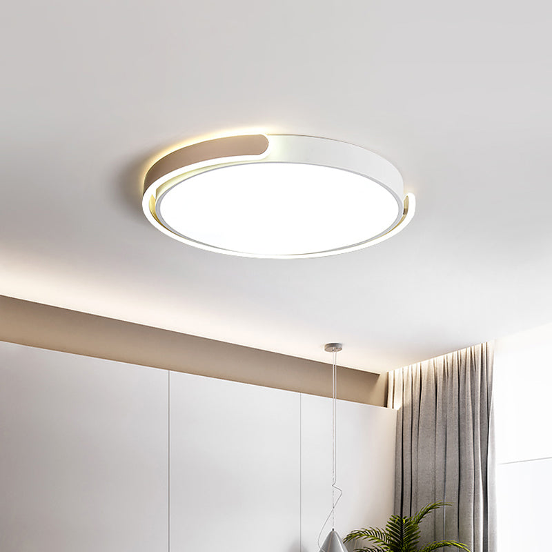 Simplicity LED Ceiling Lamp - Black/White/Gold Round Flush Mount Lighting with Acrylic Shade, Warm/White Light