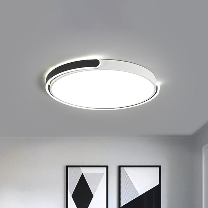 Simplicity LED Ceiling Lamp - Black/White/Gold Round Flush Mount Lighting with Acrylic Shade, Warm/White Light