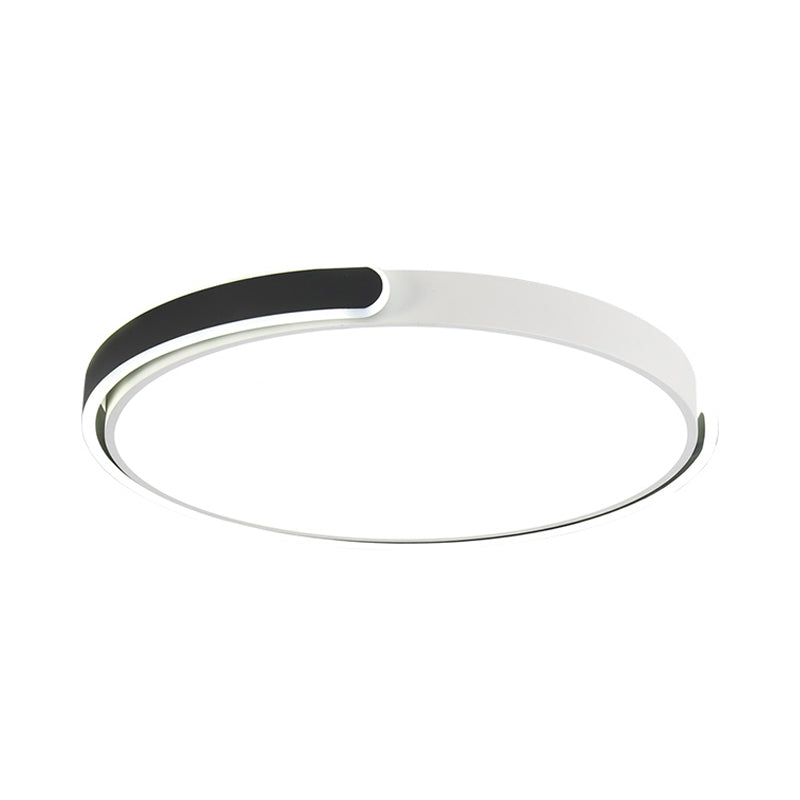 Simplicity LED Ceiling Lamp - Black/White/Gold Round Flush Mount Lighting with Acrylic Shade, Warm/White Light