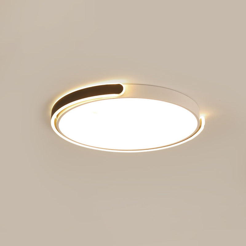 Simplicity LED Ceiling Lamp - Black/White/Gold Round Flush Mount Lighting with Acrylic Shade, Warm/White Light
