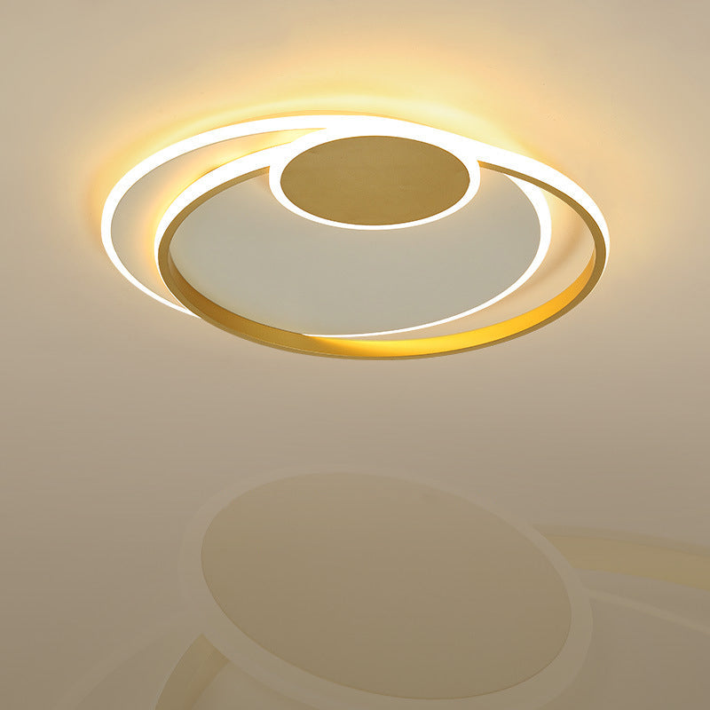 Plafonnier circulaire en métal : LED de 16,5"/20,5" de large, couleur or chaud/blanc/3 couleurs pour chambre à coucher