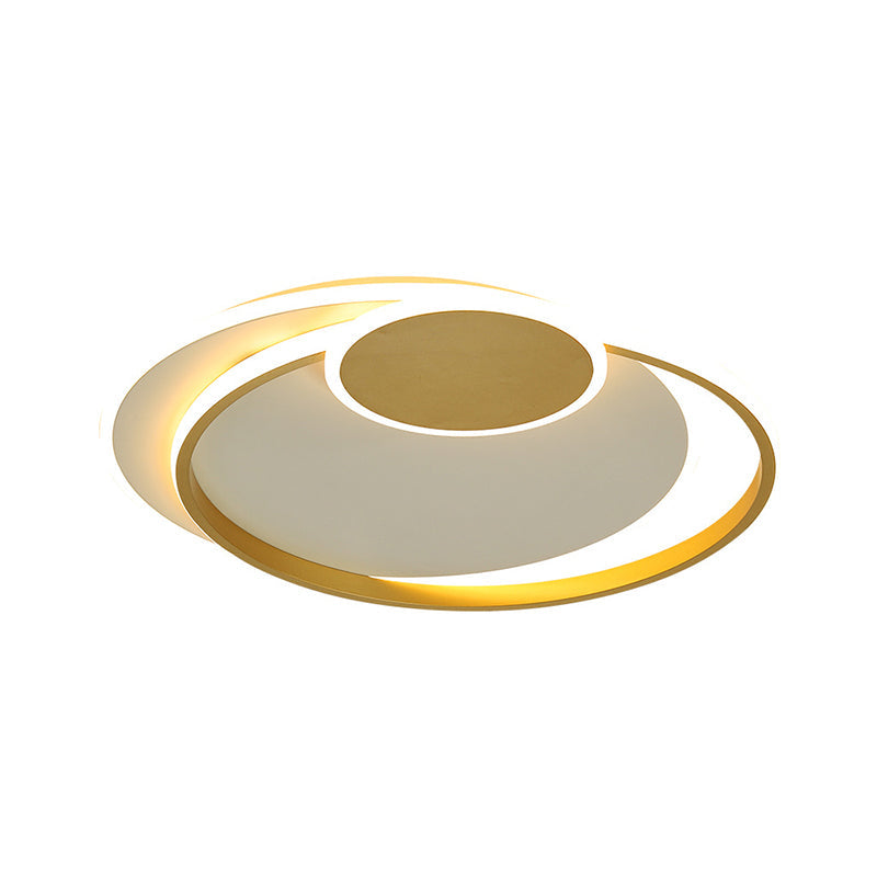 Plafonnier circulaire en métal : LED de 16,5"/20,5" de large, couleur or chaud/blanc/3 couleurs pour chambre à coucher