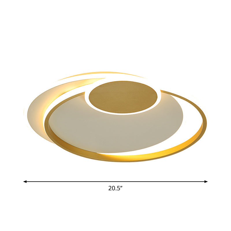 Plafonnier circulaire en métal : LED de 16,5"/20,5" de large, couleur or chaud/blanc/3 couleurs pour chambre à coucher