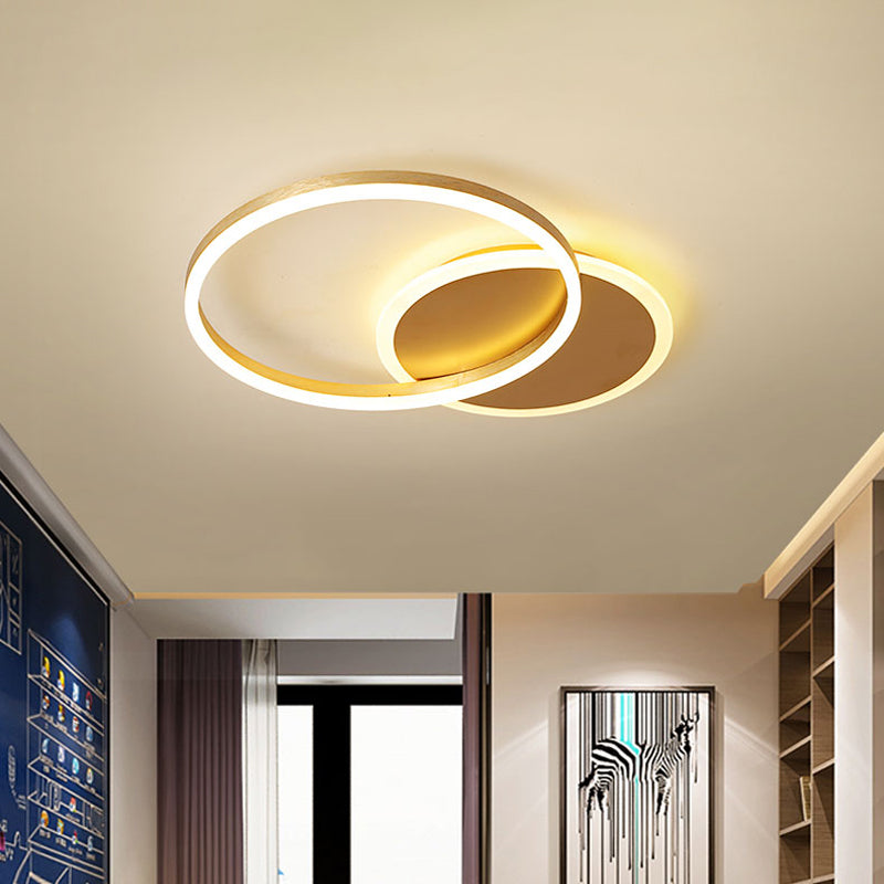 Modernist LED Flushmount Gold Hoop Ceiling Light, Acrylic Shade, Warm/White Light – 2/3/5-Head