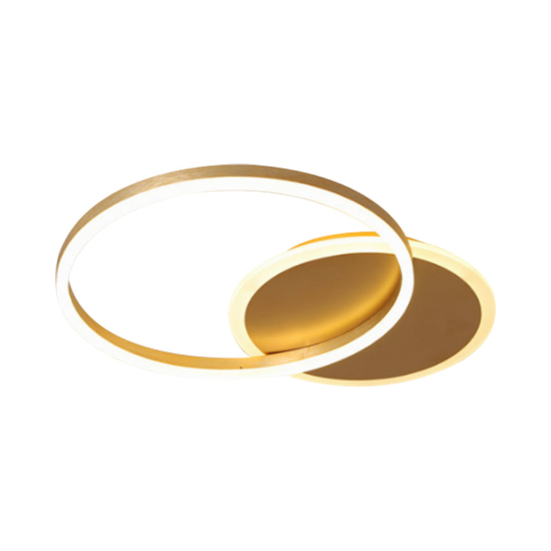 Modernist LED Flushmount Gold Hoop Ceiling Light, Acrylic Shade, Warm/White Light – 2/3/5-Head