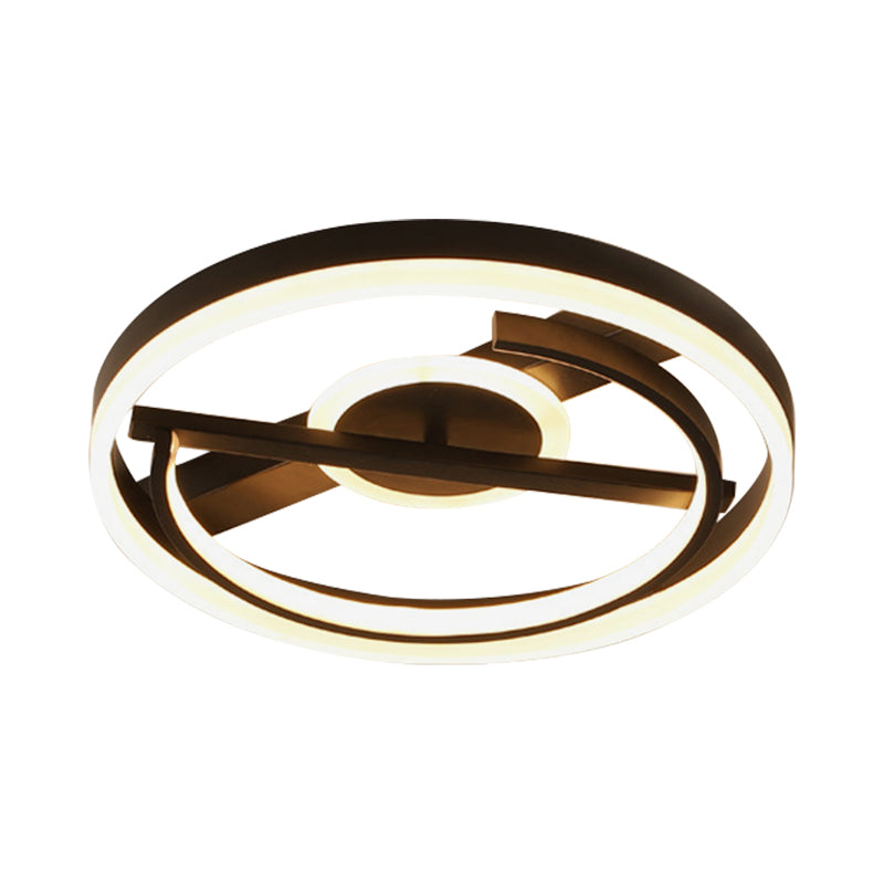 Minimalist LED Circular Hotel Ceiling Mount Lamp - Aluminum Flush Mount Light in Black/White, 16"/19.5" Dia