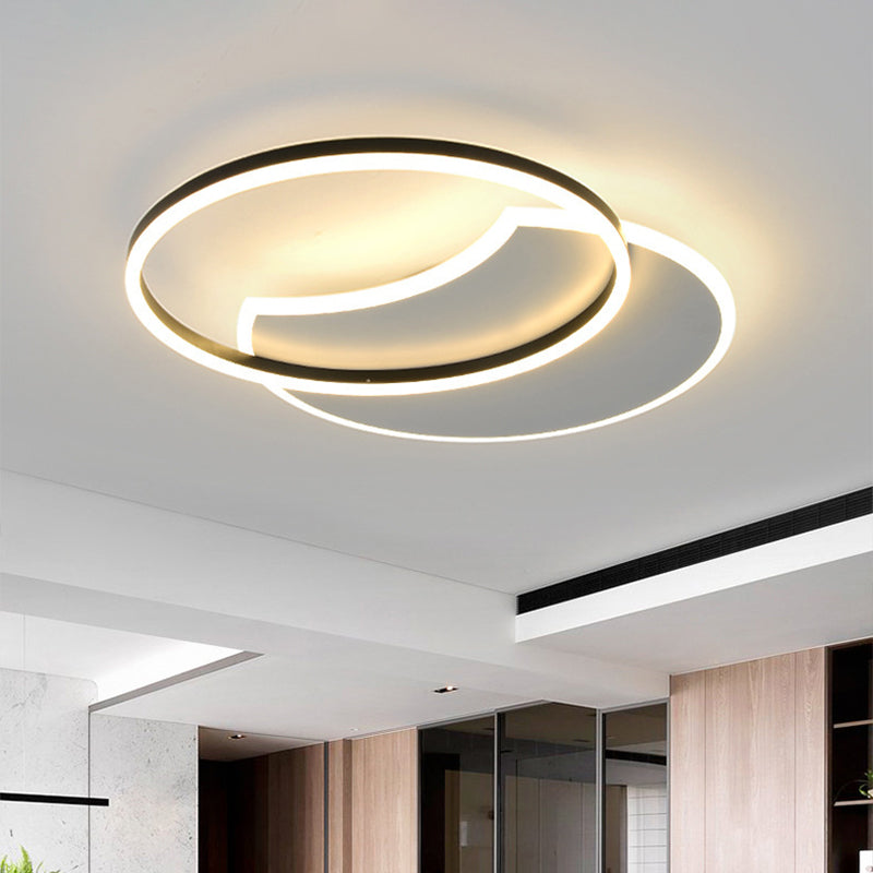 Modern White LED Flush Ceiling Light for Bedroom with Warm/White Light
