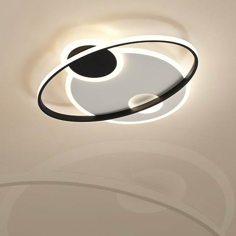 Modern Black & White Led Flushmount Ceiling Light In Warm/White - 19/23.5 Wide / 19