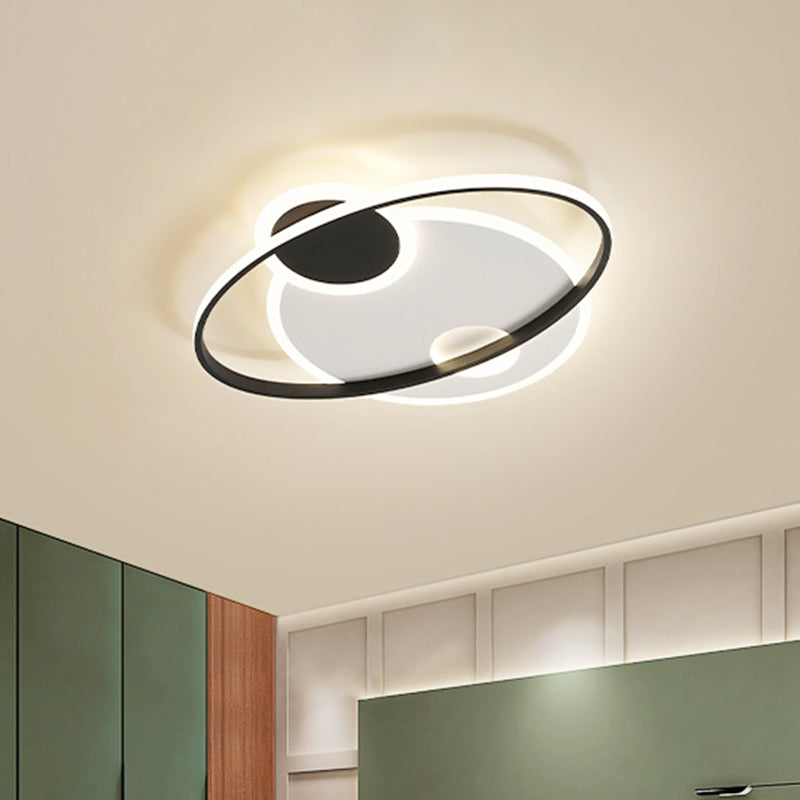 Modern Black & White Led Flushmount Ceiling Light In Warm/White - 19/23.5 Wide