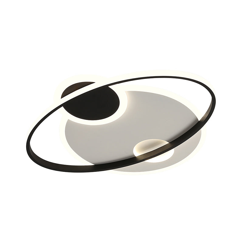 Modern Black & White Led Flushmount Ceiling Light In Warm/White - 19/23.5 Wide