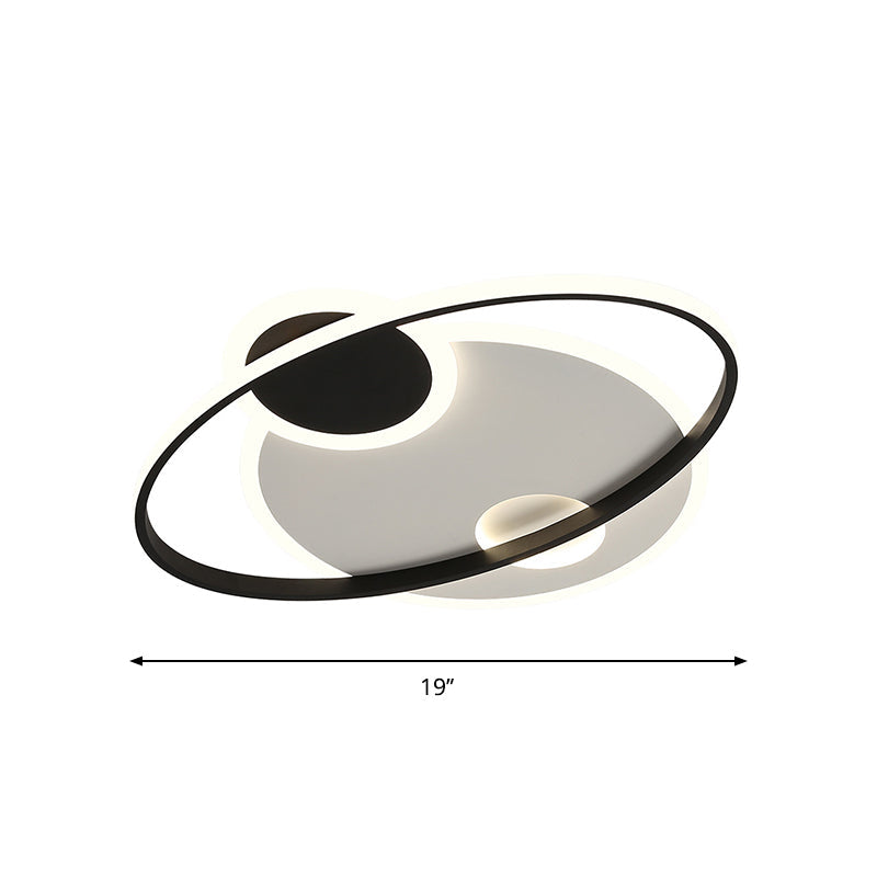 Modern Black & White Led Flushmount Ceiling Light In Warm/White - 19/23.5 Wide