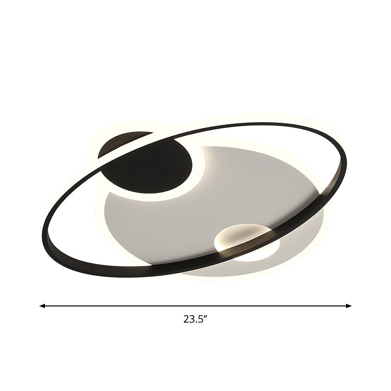 Modern Black & White Led Flushmount Ceiling Light In Warm/White - 19/23.5 Wide