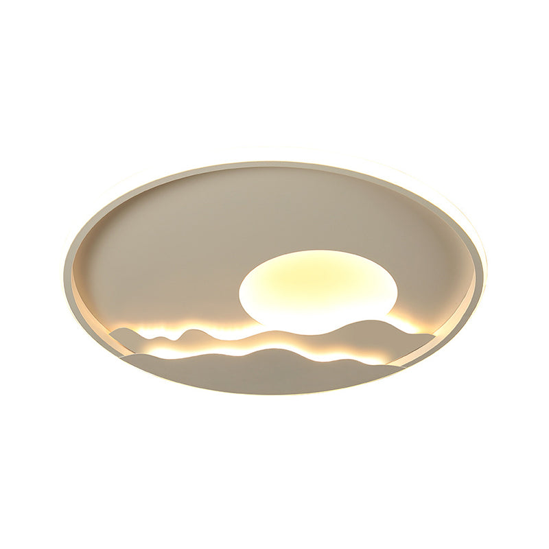 Ultrathin Circle Acrylic Flush Light - Modern LED White Ceiling Lamp | 16"/19.5"/23.5" | Sunrise Pattern | Warm/White Light