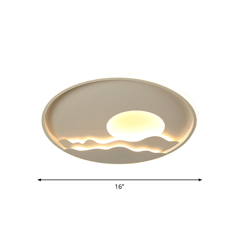 Ultrathin Circle Acrylic Flush Light - Modern Led White Ceiling Lamp | 16/19.5/23.5 Sunrise Pattern