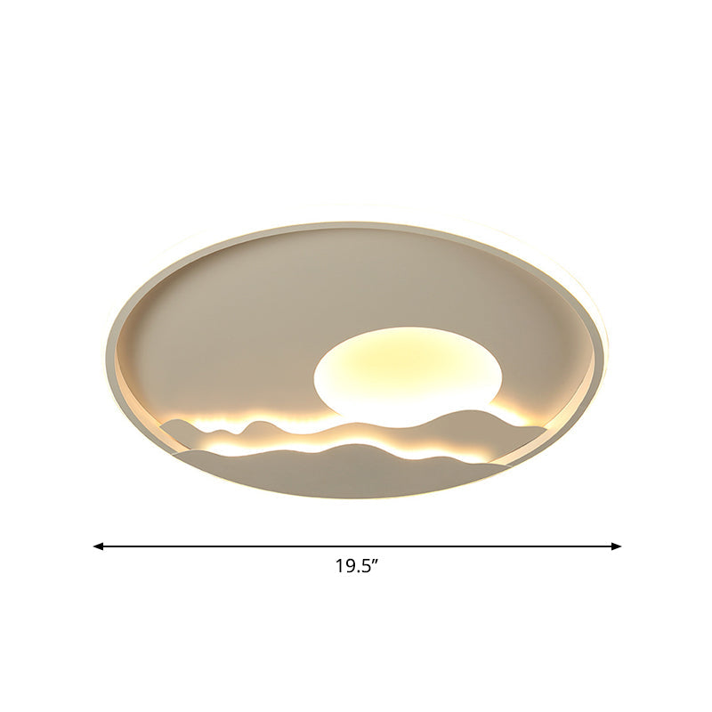 Ultrathin Circle Acrylic Flush Light - Modern LED White Ceiling Lamp | 16"/19.5"/23.5" | Sunrise Pattern | Warm/White Light