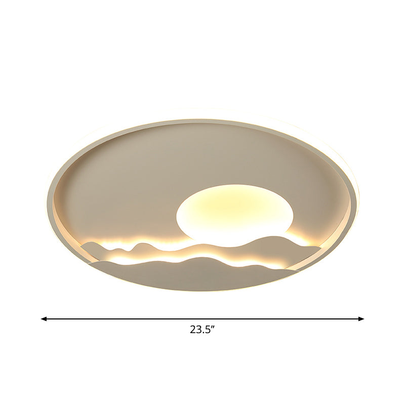 Ultrathin Circle Acrylic Flush Light - Modern Led White Ceiling Lamp | 16/19.5/23.5 Sunrise Pattern