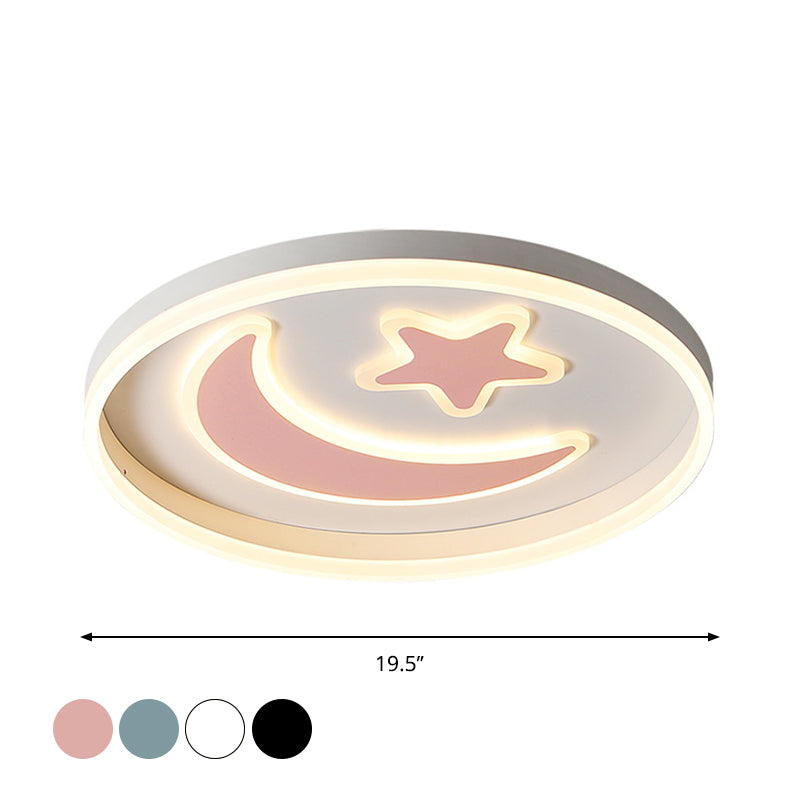Kids Led Ceiling Light With Moon-Star Pattern - Acrylic Flush Mount Lighting For Bedrooms
